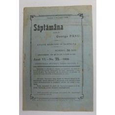 SAPTAMANA , APARE MERCURI SI SAMBATA , scrisa de GEORGE PANU , ANUL VI , NR. 75 - 1906