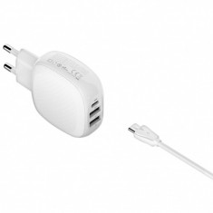 Incarcator Retea cu cablu USB Tip-C Ldnio A3510Q, Quick Charge, 28.5W, 1m, 1 X USB Tip-C - 2 X USB, Alb