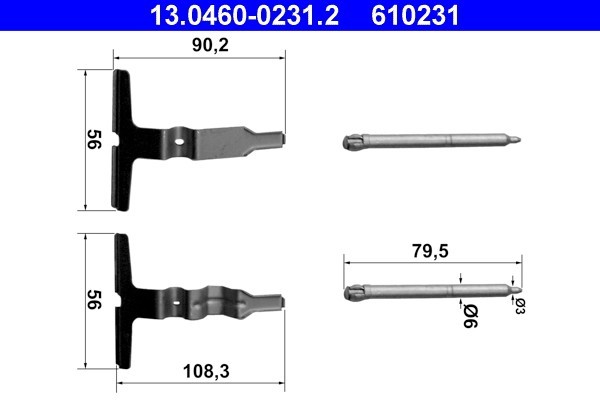 ATE 13.0460-0231.2 Set accesorii, placute frana