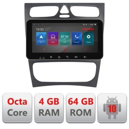 Navigatie Mercedes C W203 2001-2007 I-clk 4+64 ecran 10.33&quot; Android Waze USB Navigatie Internet Youtube Radio CarStore Technology