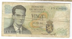 Bancnota 20 francs 1964 - Belgia