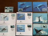 Tonga - balene - serie 4 timbre MNH, 4 FDC, 4 maxime, fauna wwf