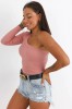 K783-5 Bluza casual din material reiat model pe un umar, M, S
