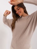 Cumpara ieftin Pulover Dama Tricotat Bej Uni S/M Viscoza Poliester Nailon