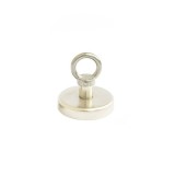 Magnet ferită oală D 50 mm cu g&acirc;t filetat la interior și c&acirc;rlig inelar