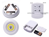 Set 3 Lampi LED cu Telecomanda, 3W COB, 80lm, Timer 30min, Wireless, ABS, Veghe, Baterii AAA, Dulap, Bucatarie, Dormitor