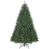 HOMCOM Brad de Crăciun Artificial 210 cm cu 2641 Ramuri Ignifuge, Brad de Crăciun Artificial Dens și Realist cu Bază Metalică Pliabilă, Asamblare Ușoa