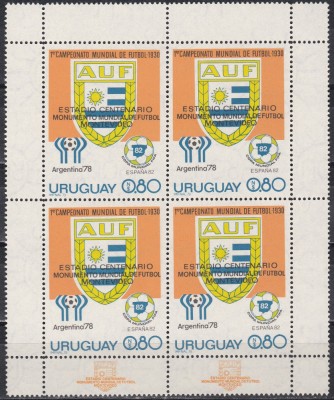 Uruguay 1979-Centenarul stadionului din Montevideo,Supratipar,Bloc(TIRAJ 12.500) foto