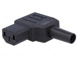 Conector de alimentare 250V/10A IEC C13 unghi, PC-114, Oem