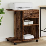 vidaXL Suport pentru imprimantă cu sertar Lemn vechi 60 x 40 x 68.5 cm 8004429