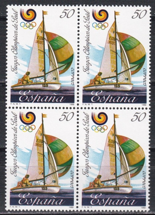 Spania 1988 - Jocurile Olimpice - Seul, Coreea de Sud, Bloc de 4, MNH