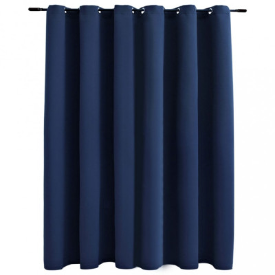 Draperie opacă cu inele metalice, albastru, 290 x 245 cm foto