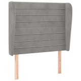 Cumpara ieftin Tablie de pat cu aripioare gri deschis 103x23x118/128cm catifea