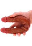Dildo Dublu Realist Foreskin, Silicon Premium Strat Dublu, Natural, 35 cm