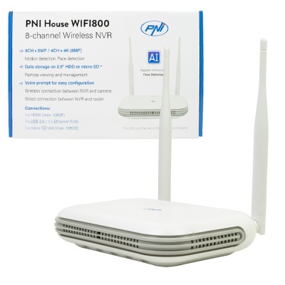 Resigilat : NVR wireless PNI House WIFI800 8 canale 5MP sau 4 canale 4K 8MP prompt foto