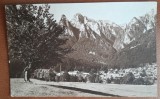 Carte postala, Busteni, vedere partiala cu muntii, perioada interbelica