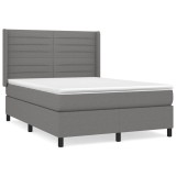 Cumpara ieftin Pat box spring cu saltea, gri inchis, 140x200 cm, textil