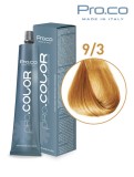 Vopsea de par profesionala PRO.COLOR 100 ml - Pro.Co - 9/3 BLOND SUPER DESCHIS AURIU