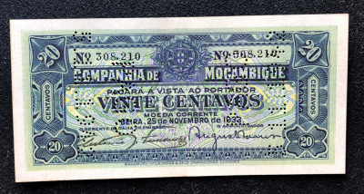 Mozambic 20 centavos 1933 foto