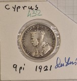 432 Cyprus, Cipru 9 Piastres - George V 1921, KM#13, argint, Europa