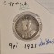 432 Cyprus, Cipru 9 Piastres - George V 1921, KM#13, argint