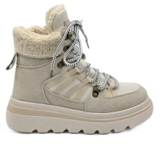 Ghete dama, stil casual sport, din piele ecologica, Bej - 40