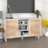 VidaXL Servantă, alb, 105x30x60 cm, lemn masiv pin și ratan natural