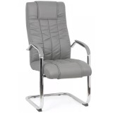Scaun vizitator de birou OFF 8115, ergonomic, piele ecologica, cadru cromat tip sanie, 120 kg
