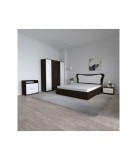 Dormitor Dante, 5 Piese, Pat Dante 160 X 200, 2Noptiere, Dulap Mirela W, Comoda Mirela, Culoare Wenge/Alb