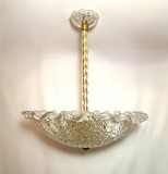 Plafoniera, lustra MCM Art Deco, sticla Barovier &amp; Toso Murano, vintage