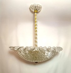Plafoniera, lustra MCM Art Deco, sticla Barovier &amp; Toso Murano, vintage
