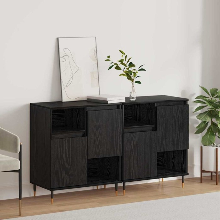 Bufeturi 2 pcs Stejar negru 120 x 35 x 70 cm Lemn compozit