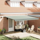 Marchiza retractabilă manuală cu LED Verde și Alb 450x350 cm