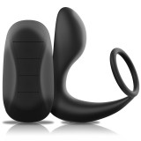 Black&amp;silver-Masaj Anal cu Telecomandă Re&icirc;ncărcabil din Silicon