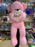 Urs imens de plus roz 1.2m cu inima LOVE