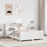 VidaXL Cadru de pat fără saltea, alb, 140x200 cm, lemn masiv pin