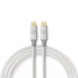 Cablu USB 3.2 Gen2x2 TYPE C tata-tata 20Gbps 1m 100W 5A argintiu Nedis