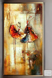 Balerine 5 Tablou semnat datat tablou living abstract, tablou decorativ 70x150cm, Natura, Ulei