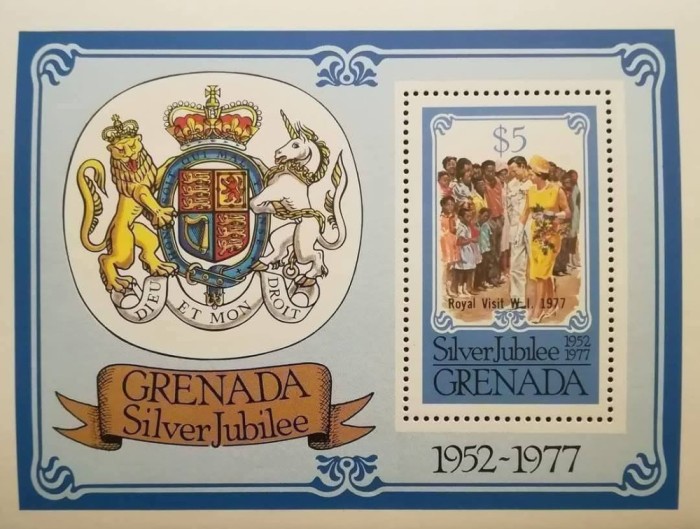 BC16, Grenada 1977, colita regina Elisabeta a II-a, jubileul de argint