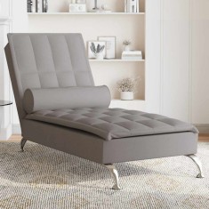 Gossi sezlong de masaj cu sprijin, gri taupe, material textil