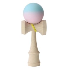 Jucarie interactiva kendama, flippy, din lemn, 18 cm, joc de indemanare pentru copii si adulti, model gradient 5, albastru/lila