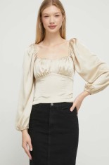 Abercrombie &amp; Fitch bluza femei, culoarea auriu, neted