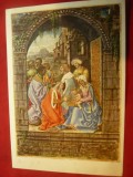 Ilustrata- Pictura religioasa-francata cu per.3pf.Hitler ,reclama cod postal