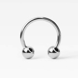 Piercing Ureche Potcoava Argintie, Bile cu Piatra Alba 1.2x8x3/3, Otel Chirurgical