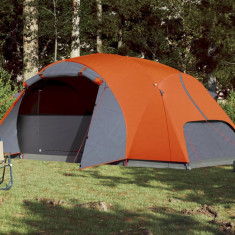 Cort camping 8 persoane gri portocaliu 360x430x195cm tafta 190T