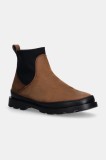 Camper cizme chelsea din nubuc Brutus culoarea maro, cu toc plat, K400698-003