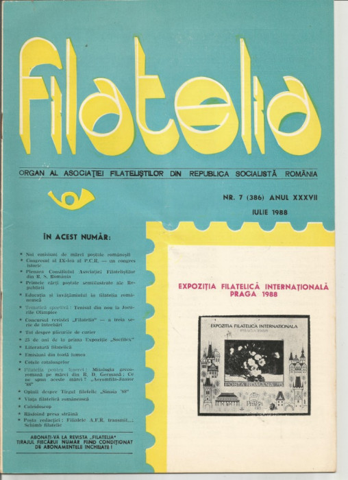 Romania, revista Filatelia nr. 7/1988 (386)