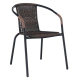 Scaun rachita sintetica maro metal negru Doren 53x63x72 cm