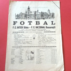 Program meci fotbal "INTER" SIBIU - FC "NATIONAL" BUCURESTI (16.09.1995)