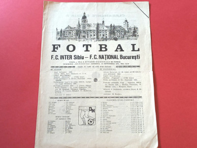 Program meci fotbal &amp;quot;INTER&amp;quot; SIBIU - FC &amp;quot;NATIONAL&amp;quot; BUCURESTI (16.09.1995) foto